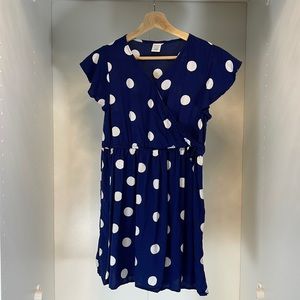Peyton & Parker Blue and White Polka Dot Dress Size Large 14